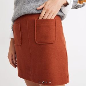 Madewell Rust Museum Patch Pocket Wool Mini Skirt Wool Blend Size 6